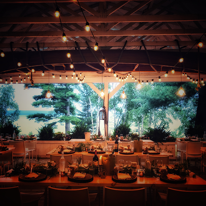 Wedding dinner tables overlooking Lake Bernard at The Northridge Inn and Resort